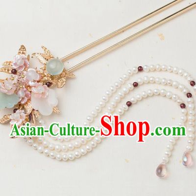 Chinese Handmade Hanfu Hairpins Beads Tassel Step Shake Ancient Princess Hair Accessories Headwear for Women