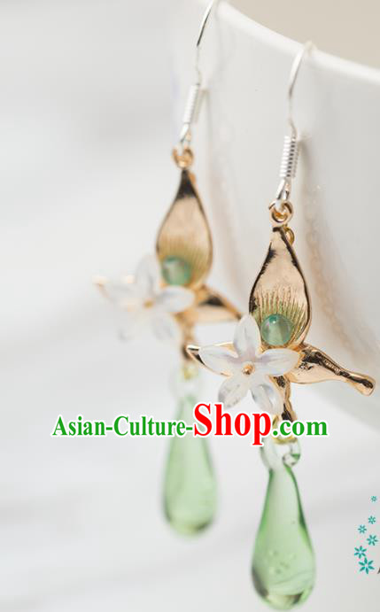 Handmade Chinese Classical Hanfu Green Earrings Ancient Palace Ear Accessories for Women Handmade Chinese Classical Hanfu Green Earrings Ancient Palace Ear Accessories for Women
