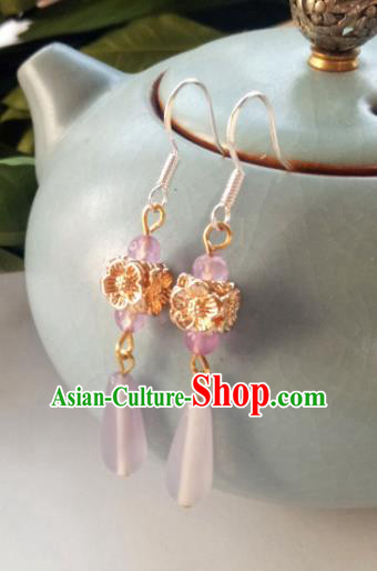 Handmade Chinese Classical Pink Earrings Ancient Palace Hanfu Ear Accessories for Women Handmade Chinese Classical Pink Earrings Ancient Palace Hanfu Ear Accessories for Women