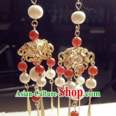 Handmade Chinese Classical Earrings Ancient Palace Hanfu Ear Accessories for Women