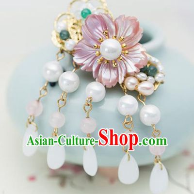 Chinese Handmade Hanfu Pink Shell Hair Claw Hairpins Ancient Princess Hair Accessories Headwear for Women