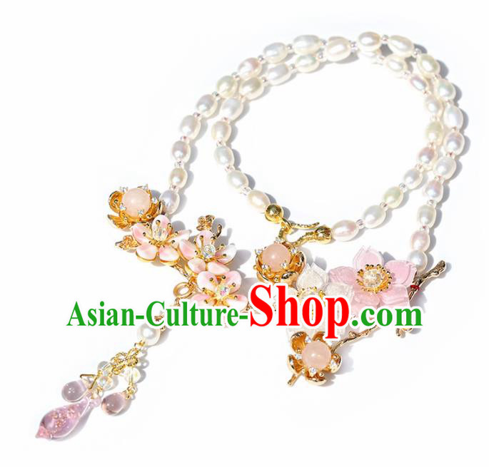Handmade Chinese Classical Pearls Necklet Ancient Palace Hanfu Necklace Accessories for Women Handmade Chinese Classical Pearls Necklet Ancient Palace Hanfu Necklace Accessories for Women