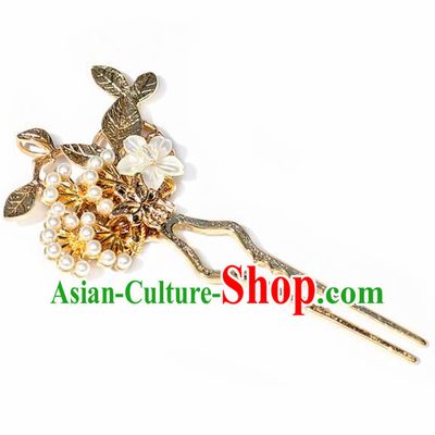 Chinese Handmade Hanfu Golden Pine Hairpins Ancient Princess Hair Accessories Headwear for Women