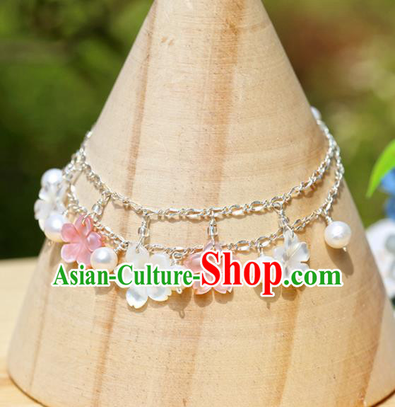 Handmade Chinese Classical Shell Flowers Bracelet Ancient Palace Hanfu Accessories for Women Handmade Chinese Classical Shell Flowers Bracelet Ancient Palace Hanfu Accessories for Women