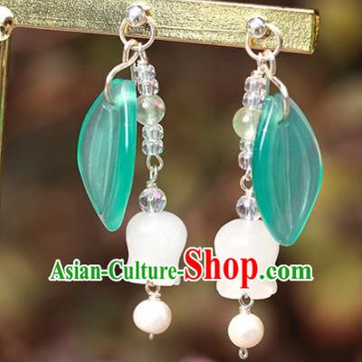 Handmade Chinese Classical Convallariaceae Earrings Ancient Palace Hanfu Ear Accessories for Women