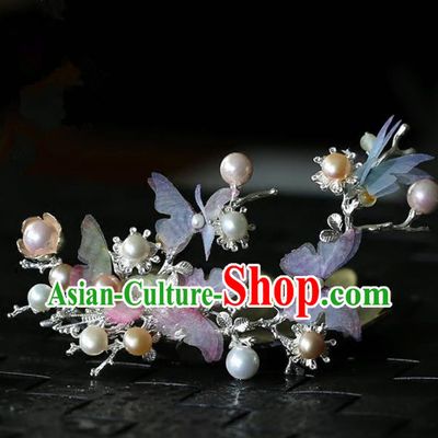Chinese Handmade Hanfu Silk Butterfly Hair Claw Hairpins Ancient Palace Princess Hair Accessories Headwear for Women