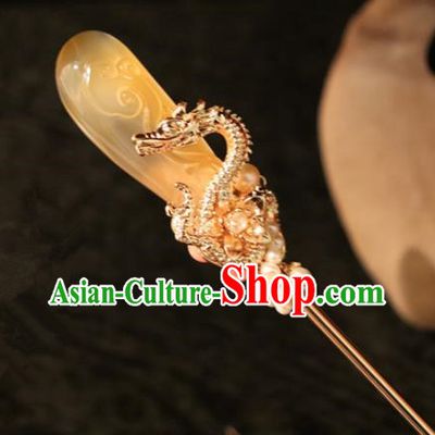 Chinese Handmade Hanfu Carving Jade Hair Clip Hairpins Ancient Palace Princess Hair Accessories Headwear for Women