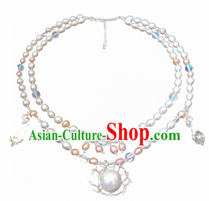 Handmade Chinese Classical Pearls Necklace Ancient Palace Hanfu Necklet Accessories for Women Handmade Chinese Classical Pearls Necklace Ancient Palace Hanfu Necklet Accessories for Women