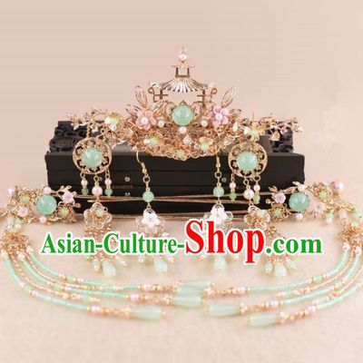 Chinese Handmade Palace Phoenix Coronet Hairpins Ancient Hanfu Princess Hair Accessories Headwear for Women