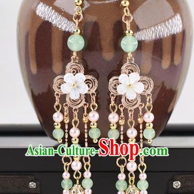 Handmade Chinese Classical Tassel Earrings Ancient Palace Hanfu Ear Accessories for Women