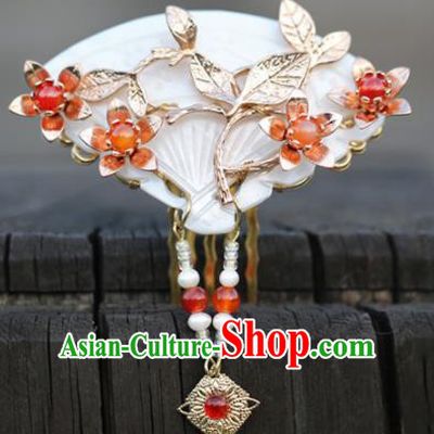 Chinese Handmade Hanfu Shell Hair Comb Hairpins Ancient Palace Princess Hair Accessories Headwear for Women