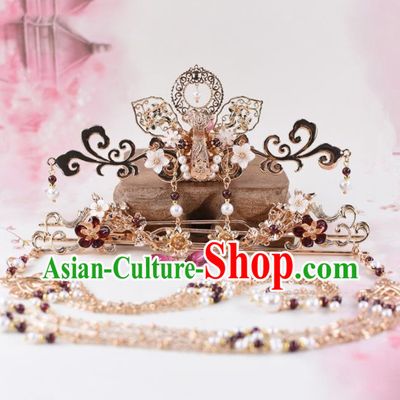 Chinese Handmade Palace Hair Crown Hairpins Ancient Princess Hanfu Hair Accessories Headwear for Women