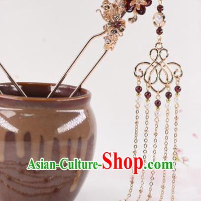 Chinese Handmade Palace Tassel Hairpins Ancient Princess Hanfu Hair Accessories Headwear for Women