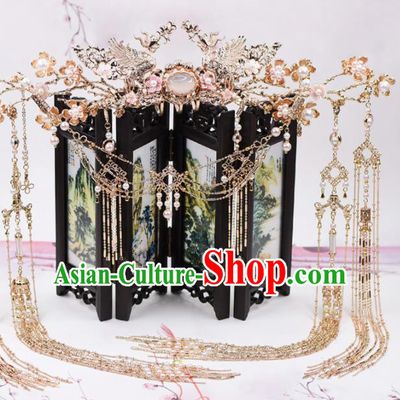 Chinese Handmade Palace Opal Hair Crown Hairpins Ancient Princess Hanfu Hair Accessories Headwear for Women