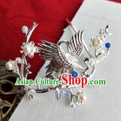 Chinese Handmade Hanfu Crane Hair Clip Hairpins Ancient Palace Princess Hair Accessories Headwear for Women