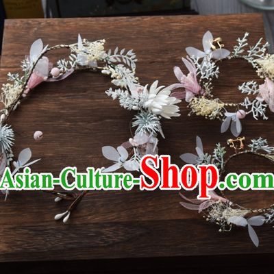 Beautiful Handmade Flower Head Wear Garland Hair Decoration and Earrings for Women