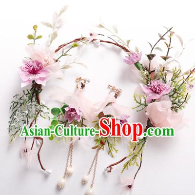 Romantic Handmade Garland Hair Decoration and Earring Full Set for Girls