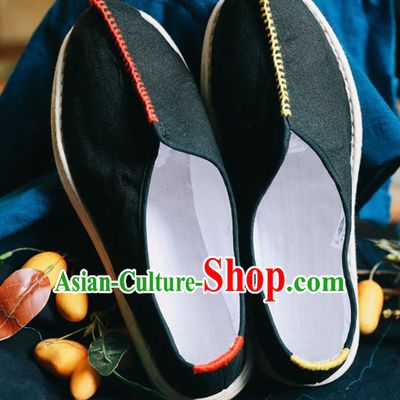Chinese Handmade Black Cloth Shoes Traditional National Shoes Ancient Hanfu Shoes for Women