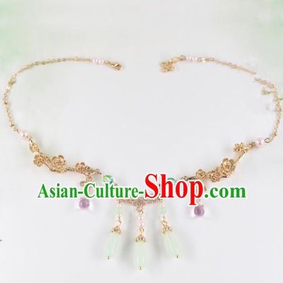 Chinese Handmade Palace Jade Eyebrows Pendant Hairpins Ancient Princess Hanfu Hair Accessories Headwear for Women