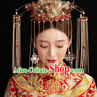 Chinese Handmade Palace Queen Phoenix Coronet Hairpins Ancient Hair Accessories Headwear for Women