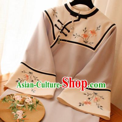 Chinese National Light Purple Cheongsam Traditional Classical Tang Suit Qipao Dress for Women