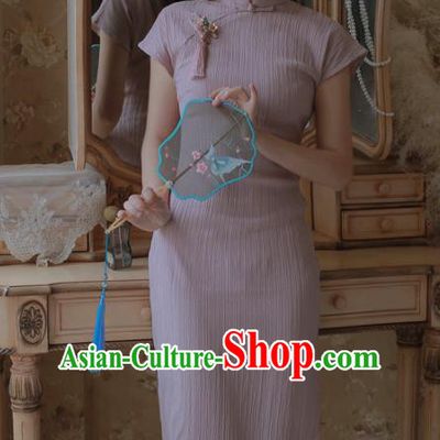 Chinese Classical National Purple Cheongsam Traditional Tang Suit Qipao Dress for Women