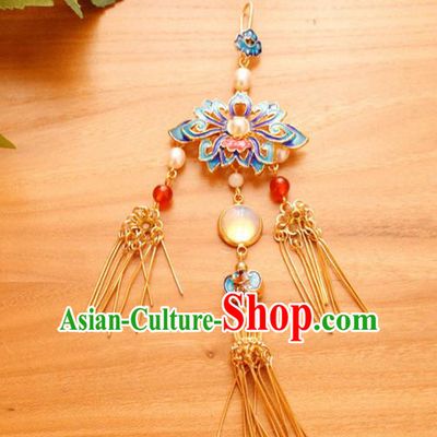 Chinese Handmade Palace Blueing Accessories Ancient Queen Brooch Headwear for Women