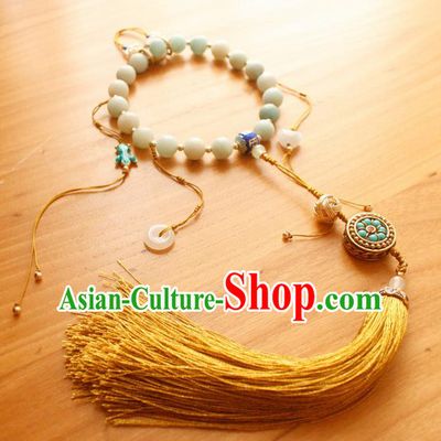 Chinese Handmade Palace Beads Accessories Ancient Queen Tassel Brooch Headwear for Women