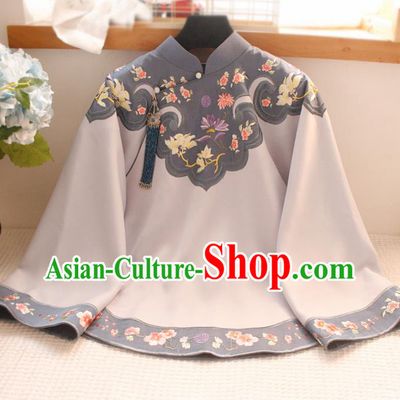 Chinese National Classical Embroidered Blouse Traditional Tang Suit Upper Outer Garment for Women