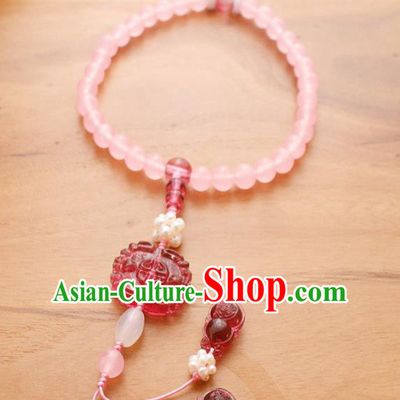 Chinese Handmade Palace Accessories Ancient Queen Red Glass Brooch Headwear for Women