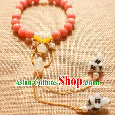 Chinese Handmade Palace Pendant Accessories Ancient Queen Red Beads Brooch Headwear for Women
