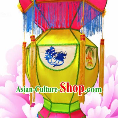 Handmade Chinese Palace Lanterns Traditional New Year Yellow Lantern Ancient Ceiling Lamp
