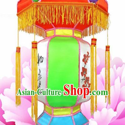 Chinese Handmade Green Palace Lanterns Traditional New Year Lantern Ancient Ceiling Lamp