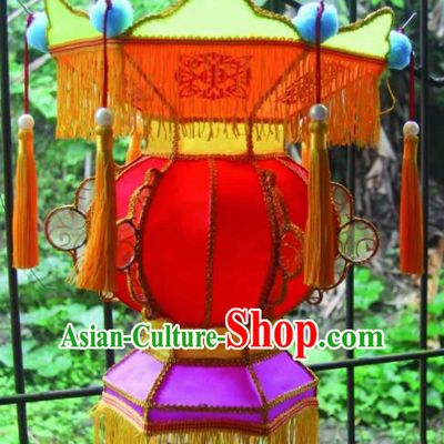 Chinese Handmade Yellow Tassel Palace Lanterns Traditional New Year Lantern Ancient Ceiling Lamp