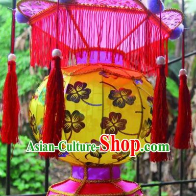 Chinese Handmade Yellow Palace Lanterns Traditional New Year Lantern Ancient Ceiling Lamp