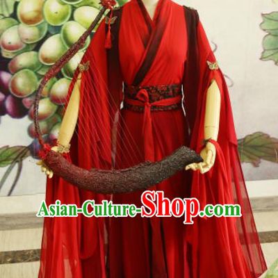 Chinese Traditional Cosplay Princess Wedding Costume Ancient Jin Dynasty Swordswoman Red Hanfu Dress for Women