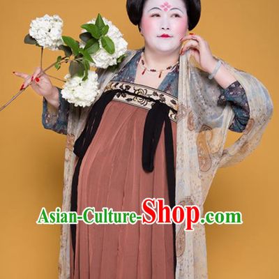 Traditional Chinese Tang Dynasty Large Size Historical Costume Ancient Imperial Consort Hanfu Dress for Women