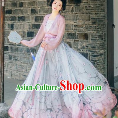 Chinese Ancient Peri Goddess Hanfu Dress Traditional Tang Dynasty Nobility Lady Costume for Women