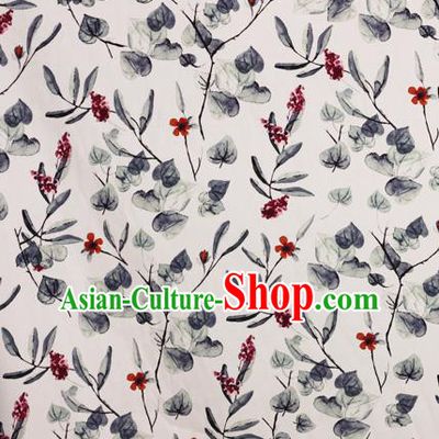 Chinese Traditional Fabric Classical Leaf Pattern Design White Brocade Cheongsam Satin Material Silk Fabric