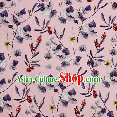 Chinese Traditional Fabric Classical Leaf Pattern Design Pink Brocade Cheongsam Satin Material Silk Fabric