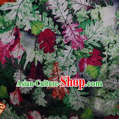 Chinese Traditional Fabric Classical Leaf Pattern Design Brocade Cheongsam Satin Material Silk Fabric