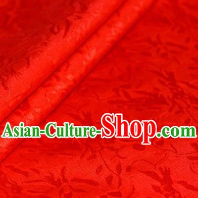 Chinese Traditional Hanfu Royal Acanthus Pattern Red Brocade Material Cheongsam Classical Fabric Satin Silk Fabric