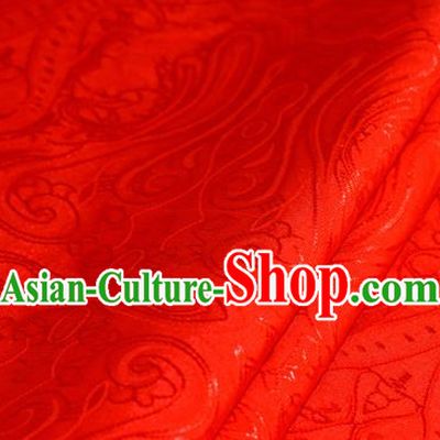 Chinese Traditional Hanfu Royal Palace Pattern Red Brocade Material Cheongsam Classical Fabric Satin Silk Fabric
