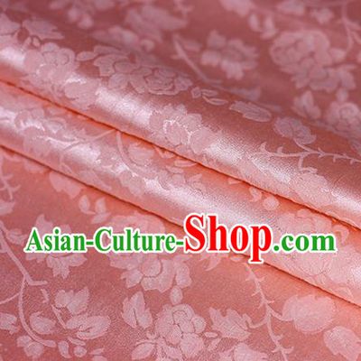 Chinese Traditional Hanfu Palace Peony Flowers Pattern Pink Brocade Material Cheongsam Classical Fabric Satin Silk Fabric