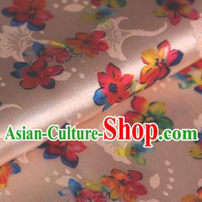 Chinese Traditional Fabric Classical Cherry Blossom Pattern Design Pink Brocade Cheongsam Satin Material Silk Fabric