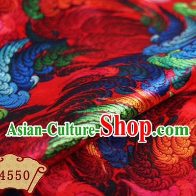 Chinese Traditional Fabric Classical Wings Pattern Design Red Brocade Cheongsam Satin Material Silk Fabric