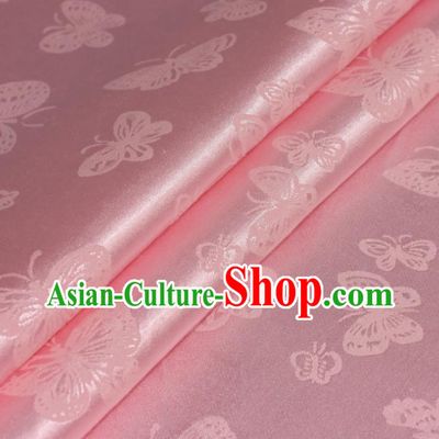Chinese Traditional Butterfly Pattern Pink Brocade Material Cheongsam Classical Fabric Satin Silk Fabric