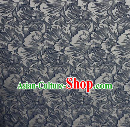 Chinese Traditional Flowers Pattern Blue Brocade Material Cheongsam Classical Fabric Satin Silk Fabric Chinese Traditional Flowers Pattern Blue Brocade Material Cheongsam Classical Fabric Satin Silk Fabric