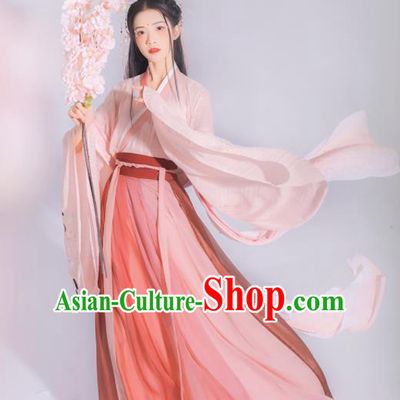 Chinese Ancient Jin Dynasty Princess Embroidered Hanfu Dress Traditional Peri Historical Costume for Women