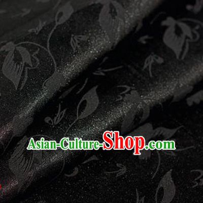 Chinese Traditional Cheongsam Fabric Butterfly Pattern Black Brocade Material Hanfu Classical Satin Silk Fabric